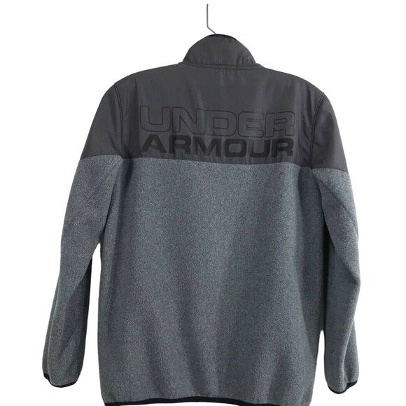 Under Armour Jacket Youth Gray Coldgear Fleece Loose Fit Full Zip Boys Large YLG - Picture 2 of 6